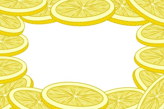  Sliced ​​Lemon. Place for text. Color image. Design element. Vector illustration.