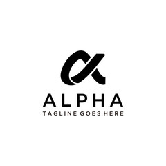 A symbol of the alpha in the form of mutual cut logo design - obrazy, fototapety, plakaty