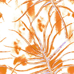 Tropical Leaf. Beige Modern Motif. Jungle Print