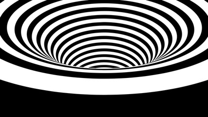 Hallucination. Optical illusion. Twisted illustration. Abstract futuristic background of stripes. 3D wormhole or tunnel.