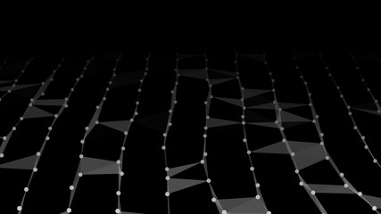 Obraz premium Network of bright connected dots and lines. Gradient wave. Abstract digital background. Futuristic vector illustration.