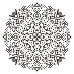 Mandala. Floral design. Coloring book page.
