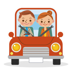 マイカーでドライブを楽しむ夫婦・カップル