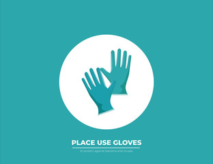 Wearing gloves  to protect against the virus