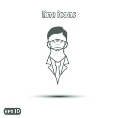 Businessman in medical mask icon . Linear vector illustration. Thin line symbol for web use and mobile app logo. 