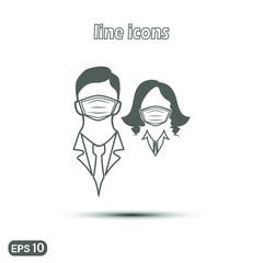 Businessman in medical mask icon . Linear vector illustration. Thin line symbol for web use and mobile app logo. 