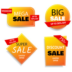 Big set of colorful abstract chat label. Sale banner collection, discount tag, special offer.