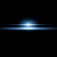 Blue light beam on black background.