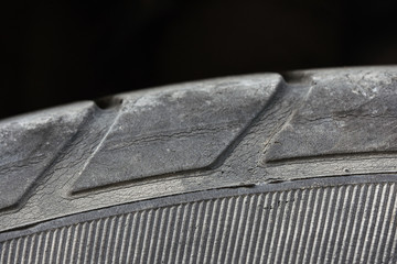 Old tires with cracks and worn conditions