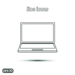 Linear vector illustration. Thin line symbol for web use and mobile app logo. laptop icon.