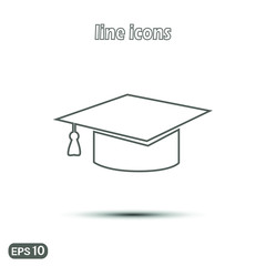 Linear vector illustration. Thin line symbol for use on the web and mobile apps logo. Hat graduate icon.
