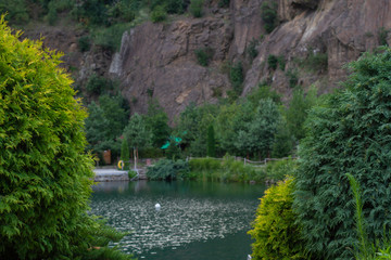 background natural mountain pool lake