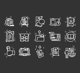 Set of documents thin line icons. 