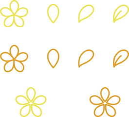 お花のアイコン／シンプル／花びら／黄色／オレンジ