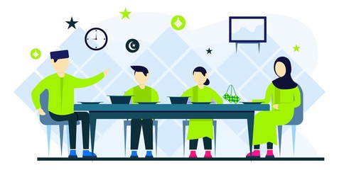 Ramadan Family Home flat Illustration