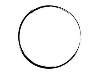 Grunge circle made of black paint.Grunge circle made for marking on a white background.