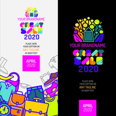 Colorful Fashion store Great Sale vector logo and illustration with graphic element