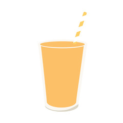 Glass with ice cream milkshake vanilla flavor isolated on white background