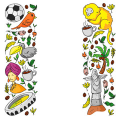 Brazil vector pattern with national symbols. Background for posters, coloring pages, books.