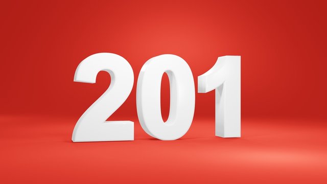 Number 201 in white on red background, isolated number 3d render