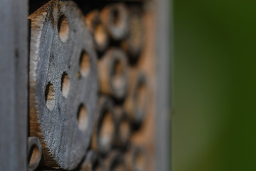 Close-up of an insect hotel
