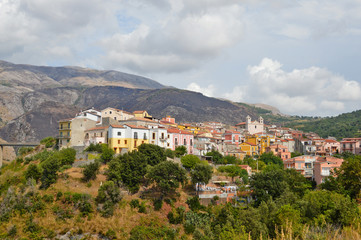 Fototapeta na wymiar A village in the mountains of the Calabria region in Italy