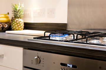 Gas hob in a modern kitchen