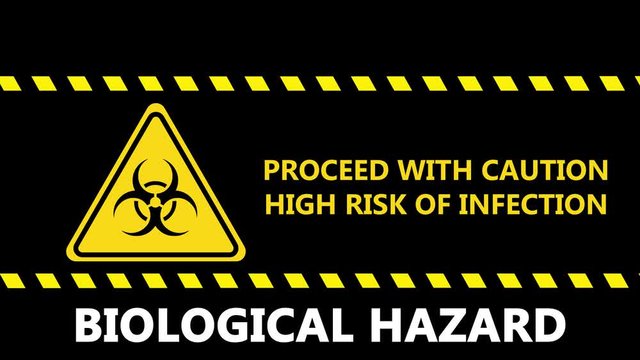 Intermittent Danger biological hazard sign for COVID-19 pandemic spreading news