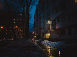 Night winter city