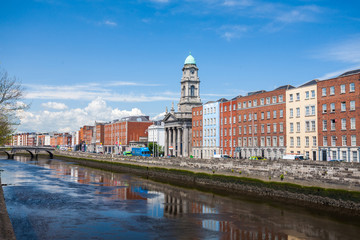 Fototapeta premium A view along the quays in Dublin City, Ireland