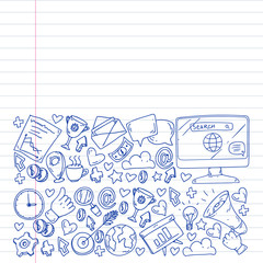 Digital marketing, social media, communications, management. Background for banners.