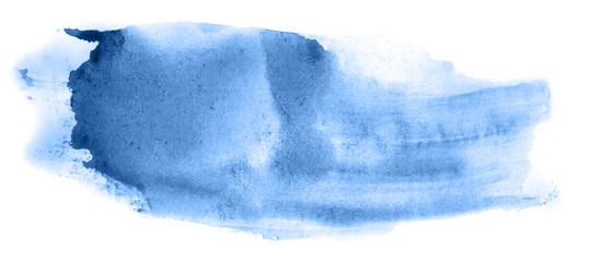 Abstract watercolor background hand-drawn on paper. Volumetric smoke elements. Blue color. For design, web, card, text, decoration, surfaces.