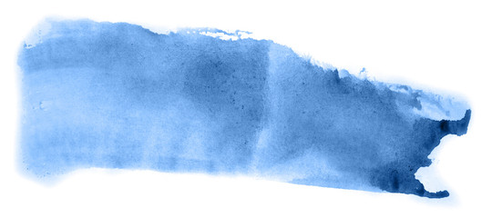Abstract watercolor background hand-drawn on paper. Volumetric smoke elements. Blue color. For design, web, card, text, decoration, surfaces.