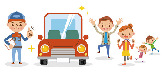 整備士と車と家族（修理後）