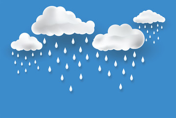 Cloud and rain on blue background, vector design