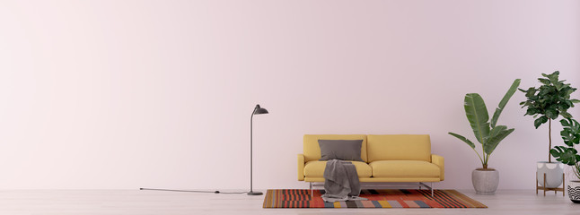 modern interior of living room 3d illustration