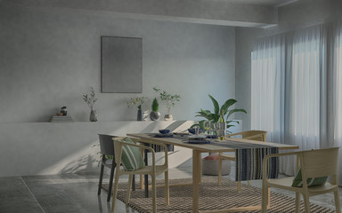modern interior of living room 3d illustration
