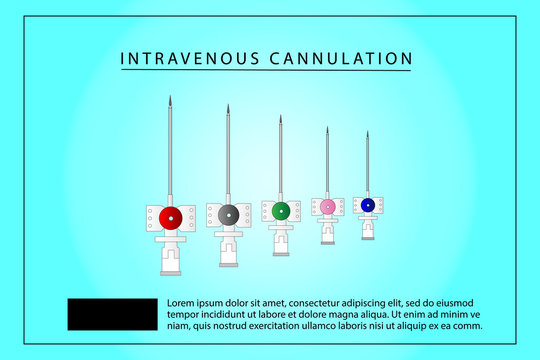 Intravenous Cannula or Branula vector icon set