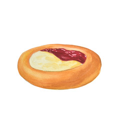 Cheesecake. Sweet cake. Watercolor illustration