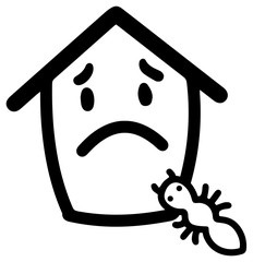 困り顔の家のアイコン(白アリ)