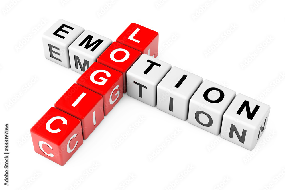 Leinwandbilder logic and emotin sign as crossword cube blocks. 3d rendering