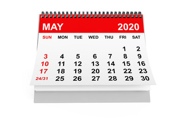 2020 Year May Calendar. 3d rendering