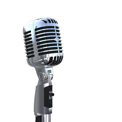 Fototapeta premium Professional Polished Metal Vintage Microphone. 3D Render.