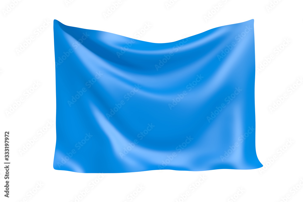 Aufkleber textile fabric banner. hanging blue cloth banner with blank space for your design. 3d rendering