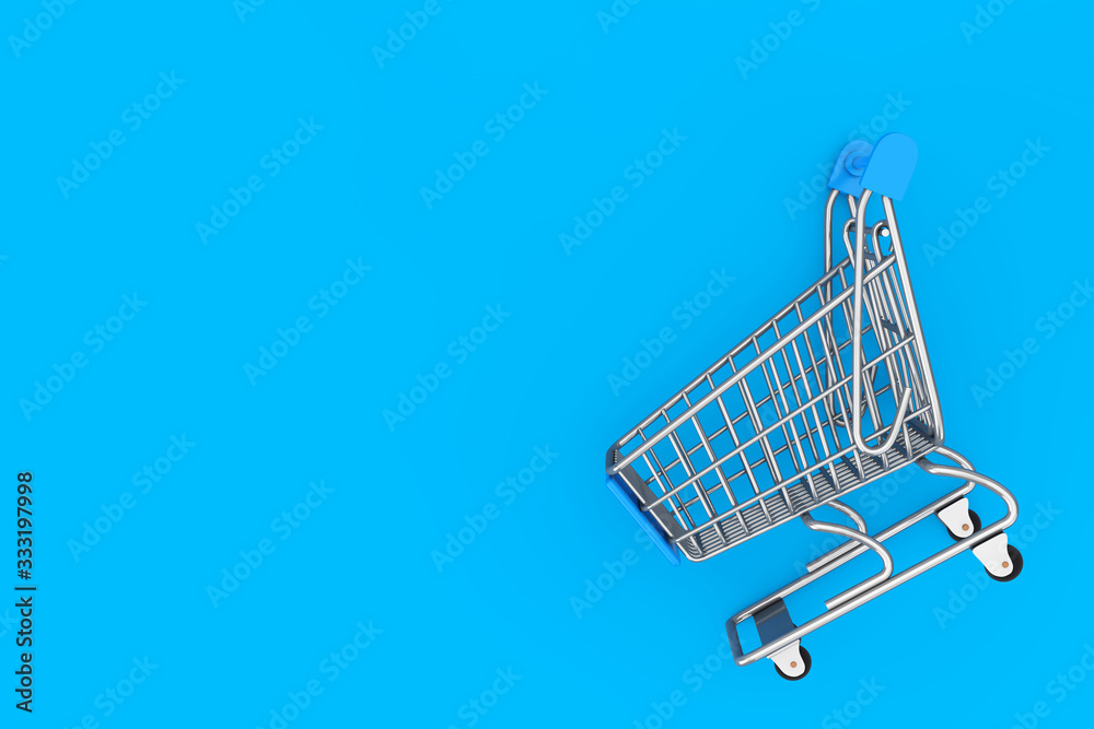 Aufkleber shopping cart trolley mock up. 3d rendering