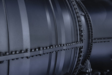 Turbine Engine. Aviation Technologies. Aircraft jet engine detail during maintenance.