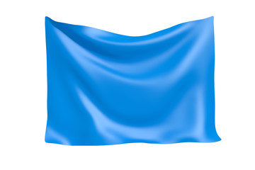 Textile Fabric Banner. Hanging Blue Cloth Banner with Blank Space for Your Design. 3d Rendering