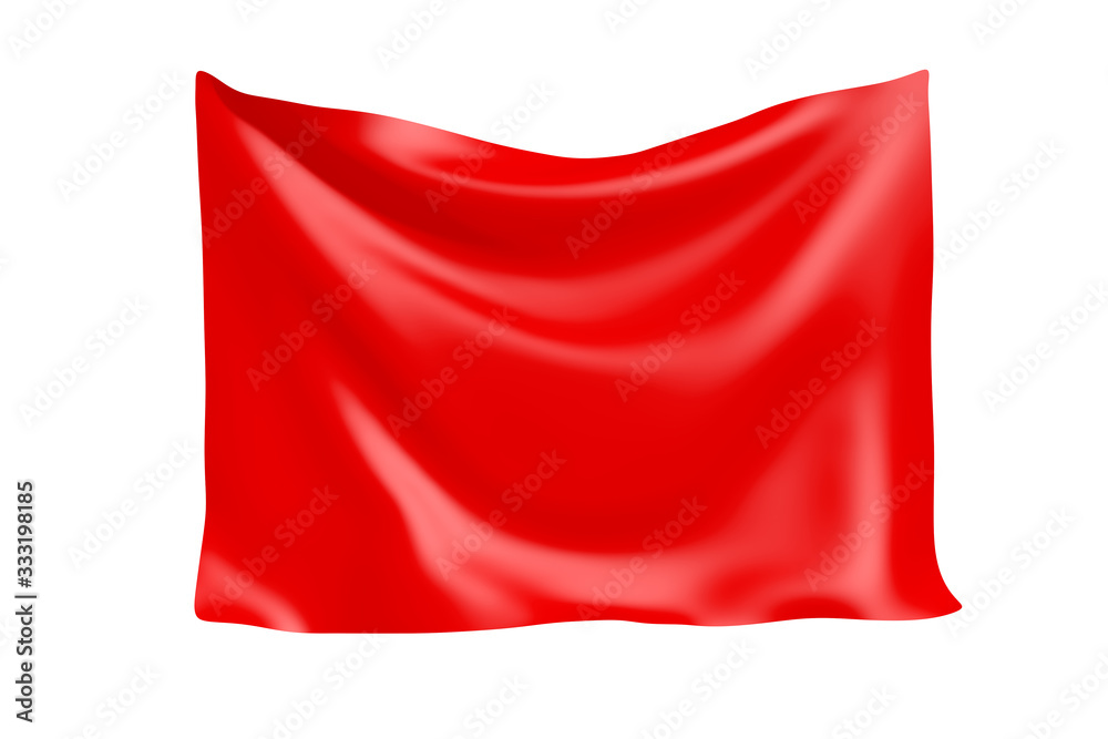 Poster textile fabric banner. hanging red cloth banner with blank space for your design. 3d rendering