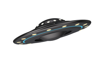 UFO Concept. Alien Spaceship or Flying Saucer . 3d Rendering