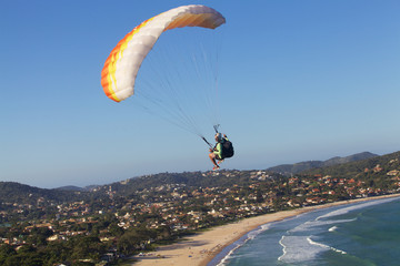 extreme paraglider over the beach at summer. Brazil